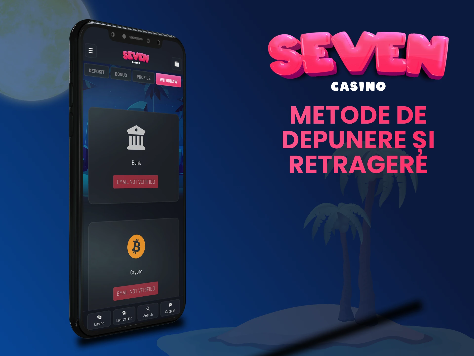 Cum să depuneți sau să retrageți câștiguri din aplicația Seven Casino.