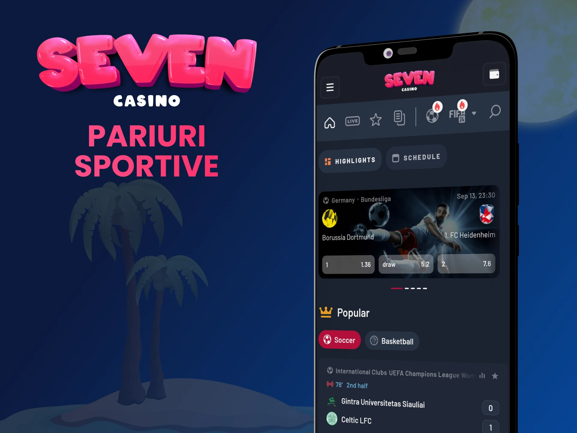 Cum să pariați pe sport în aplicația de mobil Seven Casino.