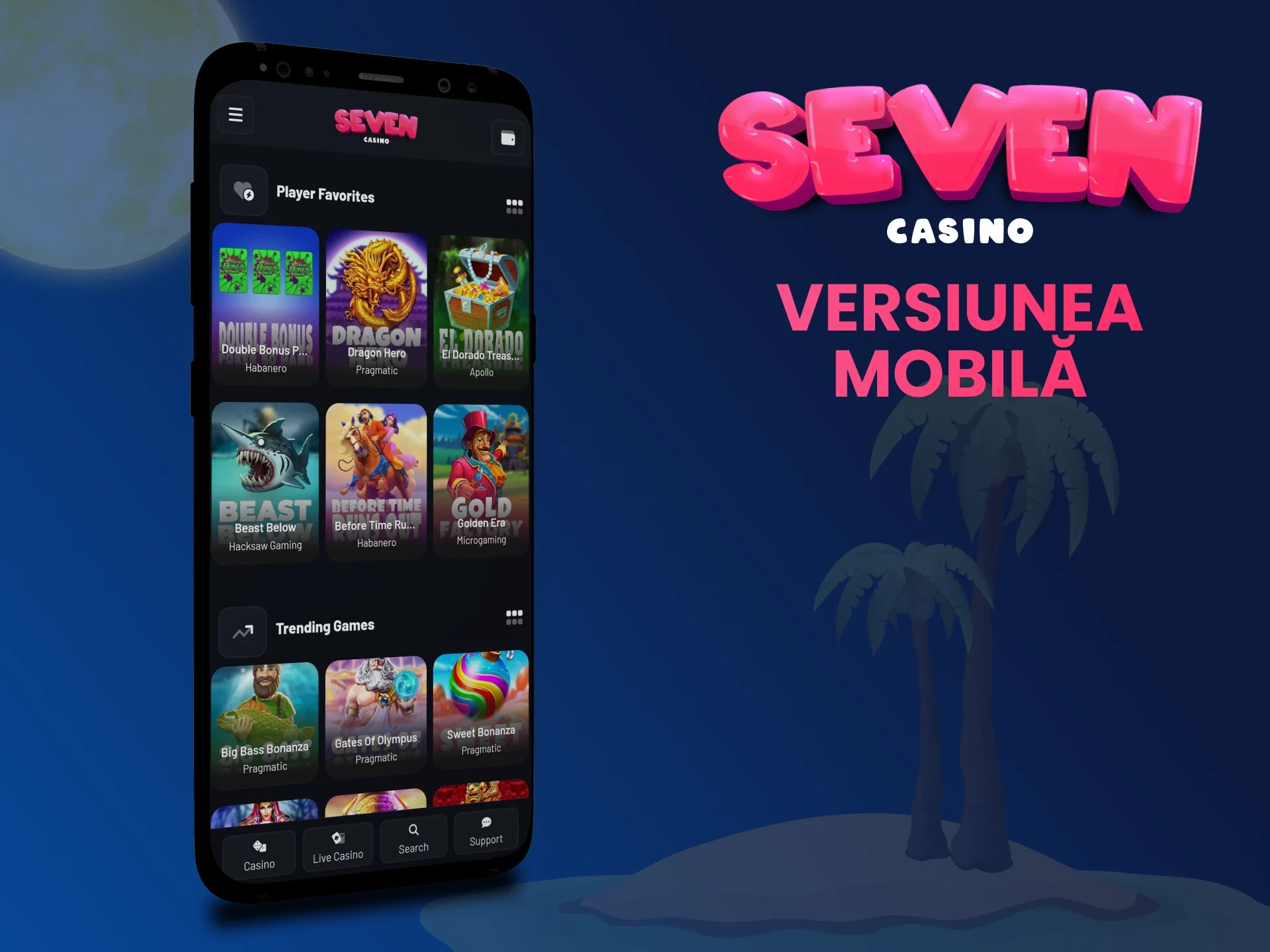 Informații utile despre versiunea mobilă a Seven Casino.