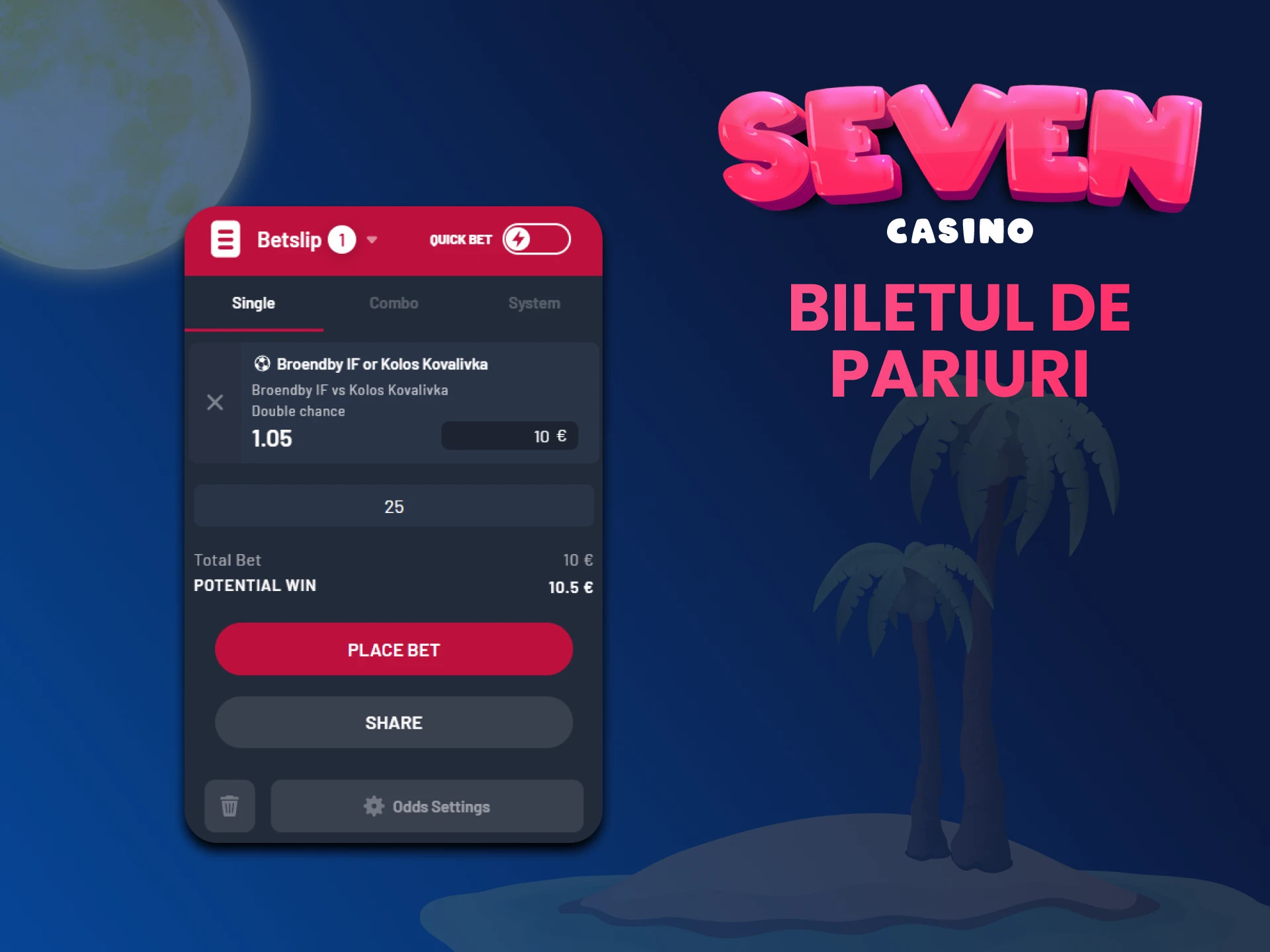 Verificați pariul dvs. cu biletul de pariuri Seven Casino.