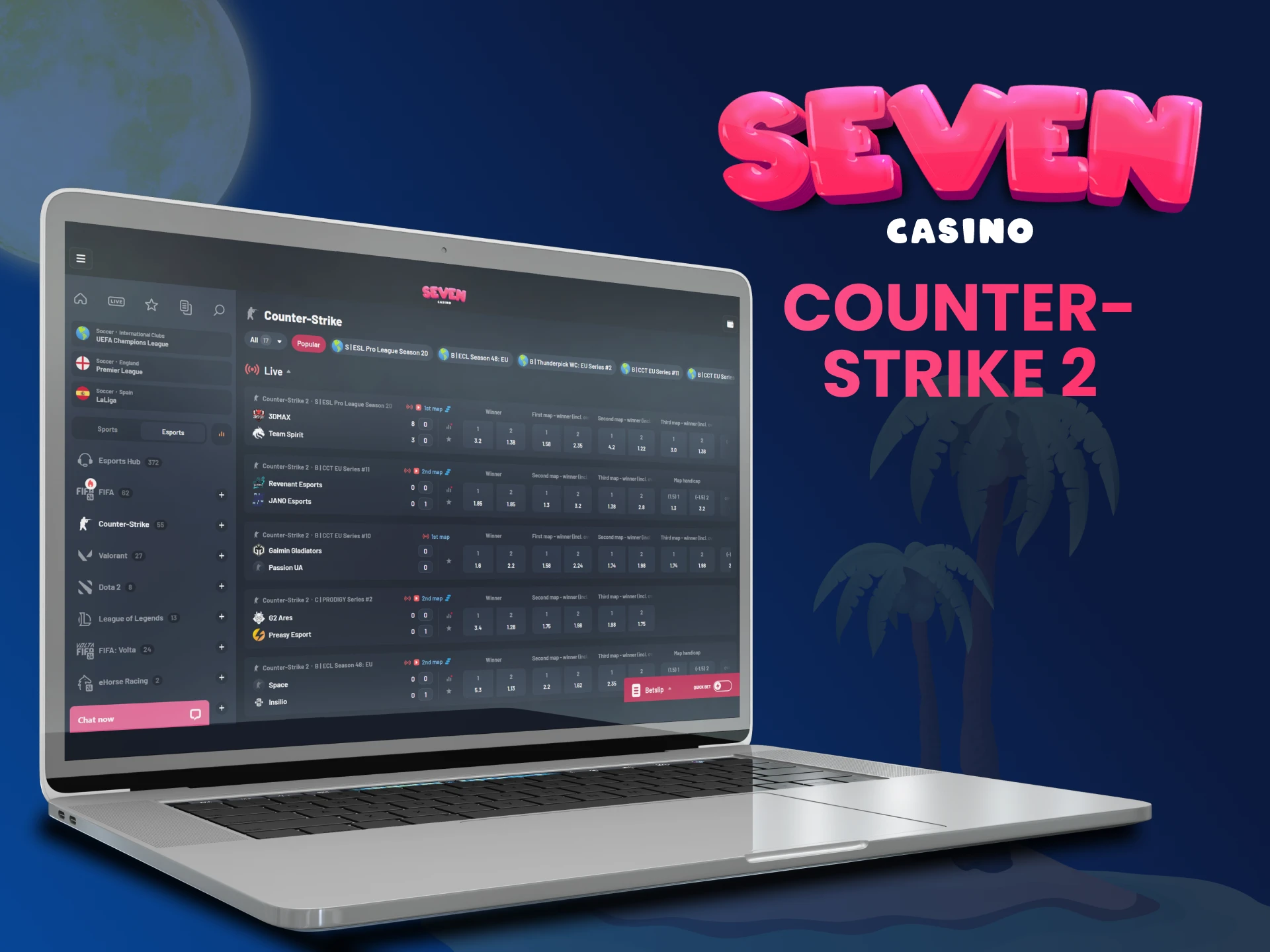 Pariați pe Counter-Strike 2 shooter tactic la Seven Casino.