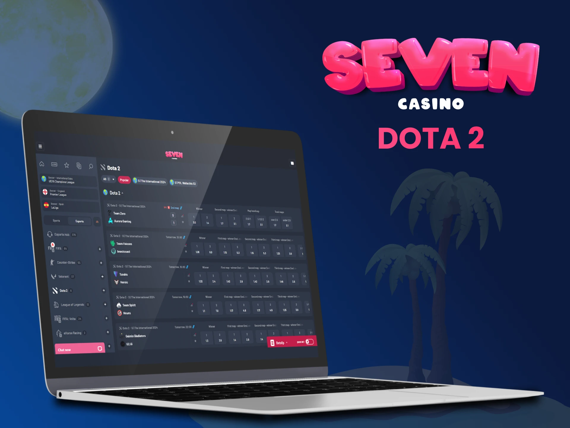 Pariați pe bătăliile epice Dota 2 la Seven Casino.