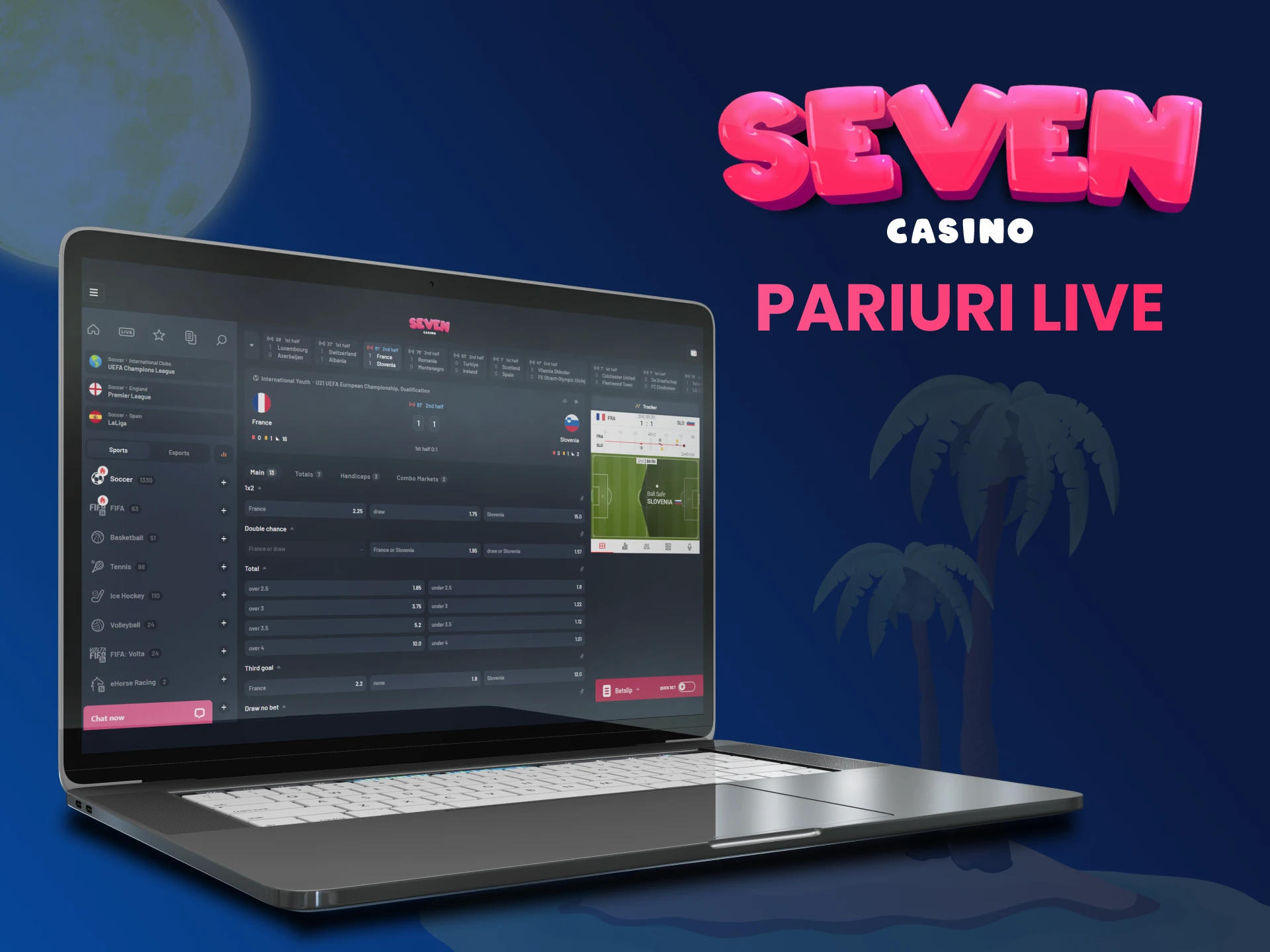 Plasați-vă pariurile în timpul meciurilor live la Seven Casino.