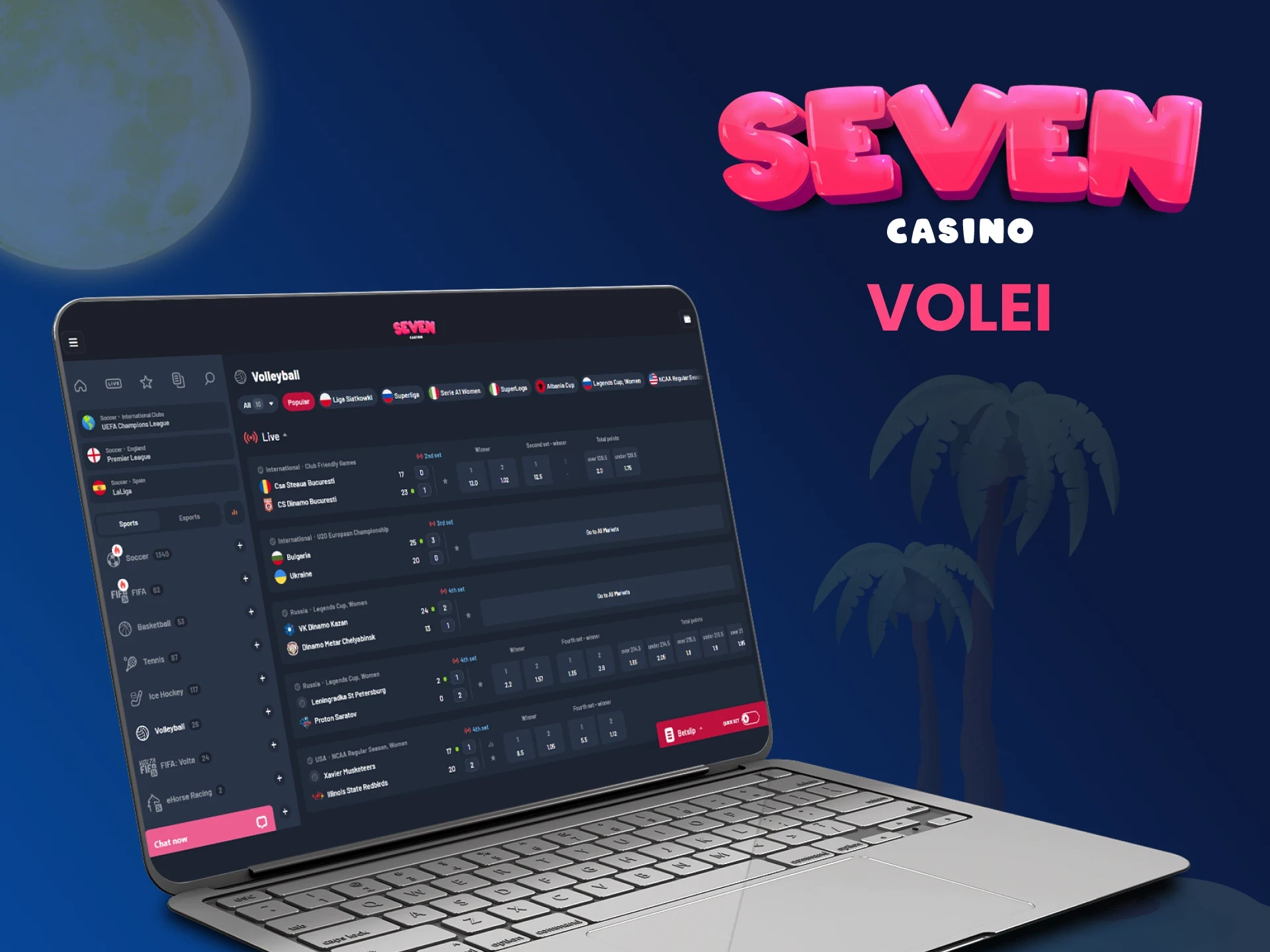 Pariuri pe evenimente competitive de volei pe platforma Seven Casino.