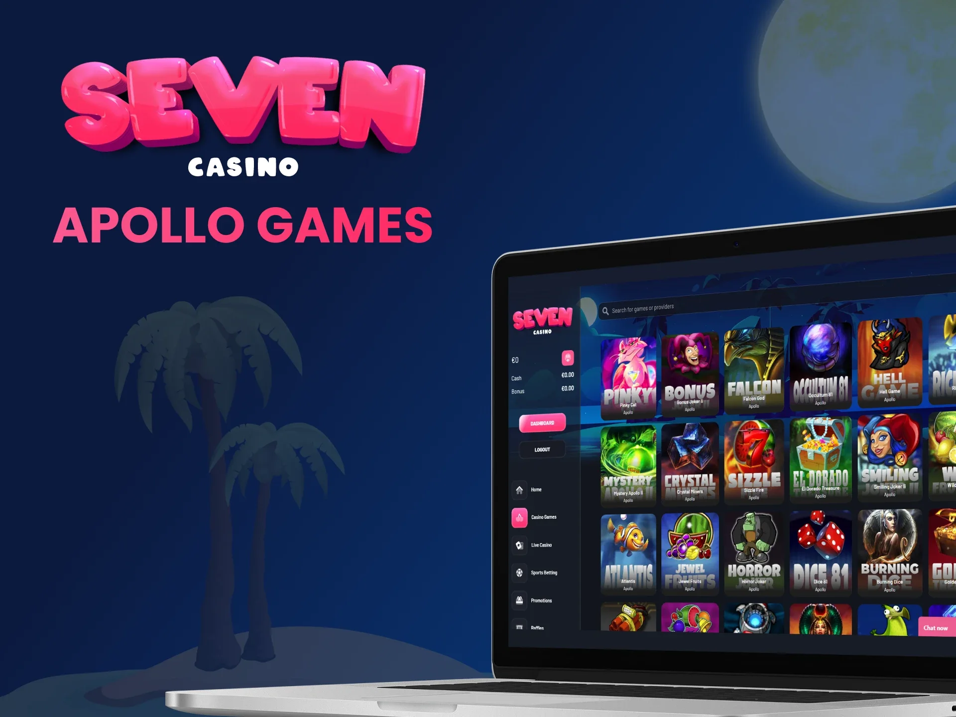 Jocuri populare de la Apollo Games la Seven Casino.