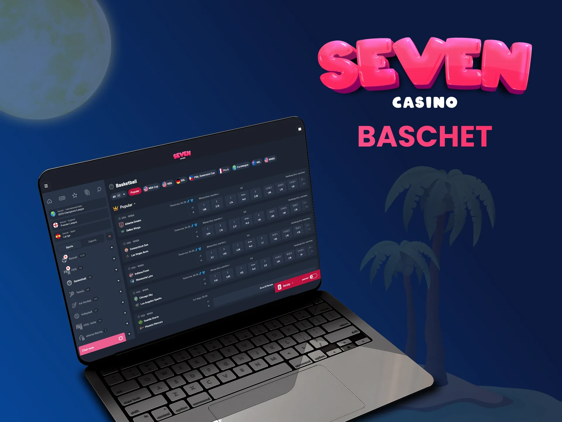 Pariuri pe meciuri competitive de baschet pe platforma Seven Casino.