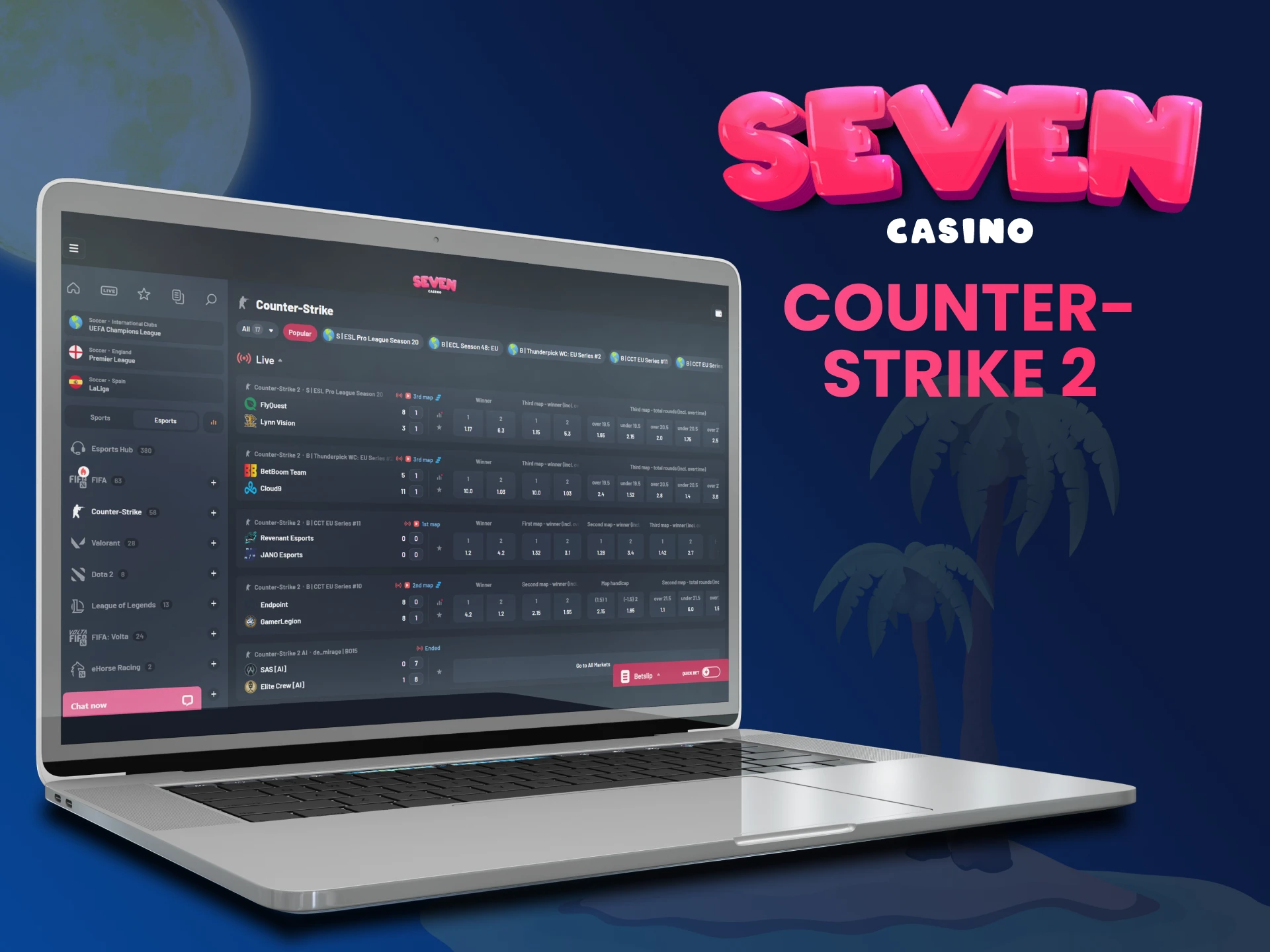 Modalități de a paria pe Counter-Strike 2 shooter la Seven Casino.