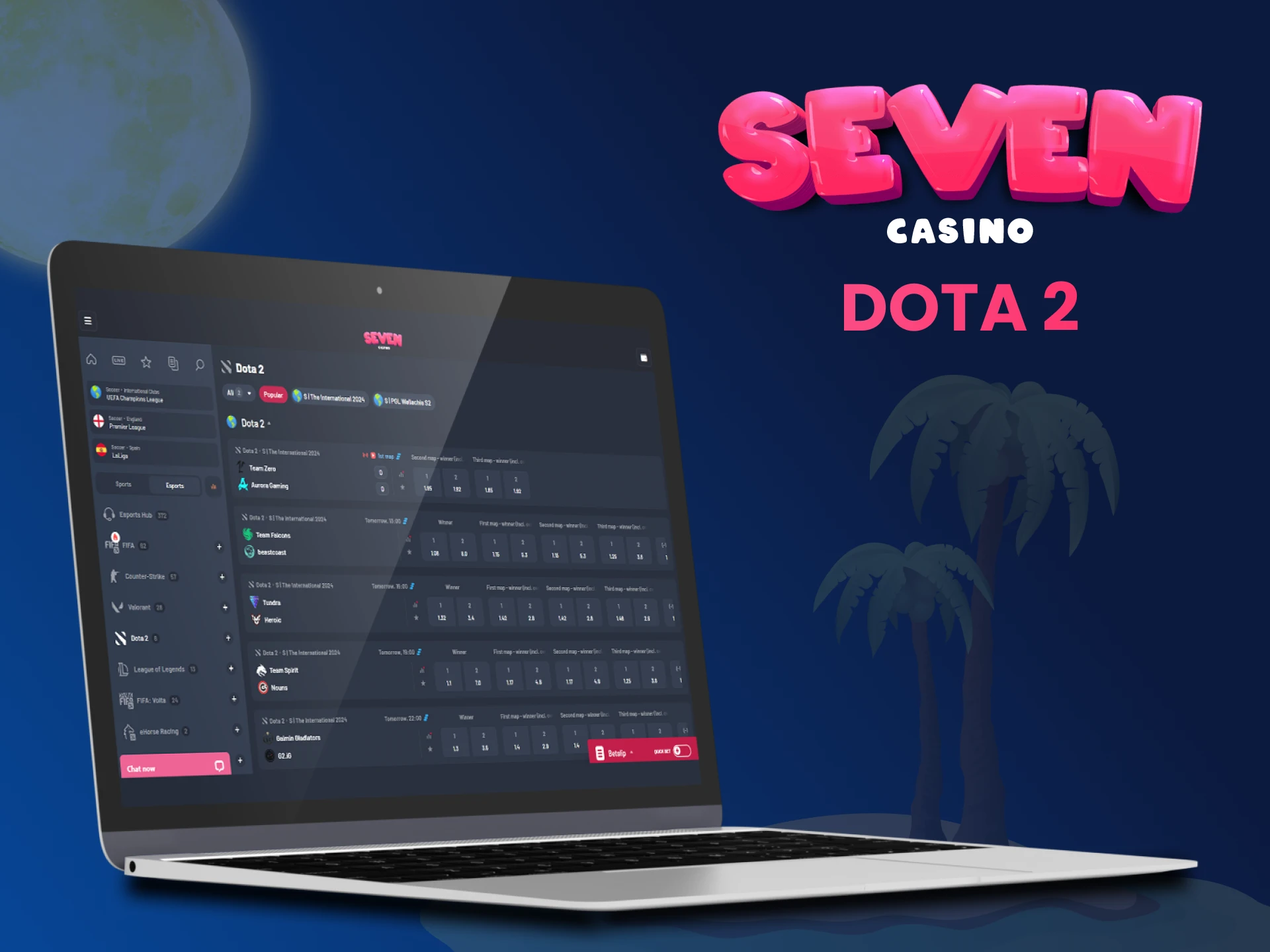 Pariuri pe evenimente majore Dota 2 pe platforma Seven Casino.