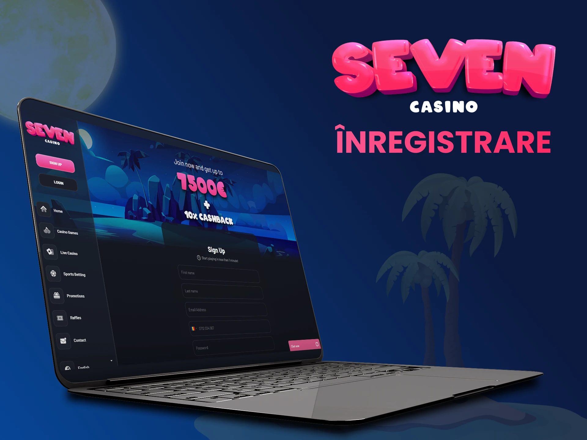 Cum să vă înscrieți pe platforma Seven Casino.