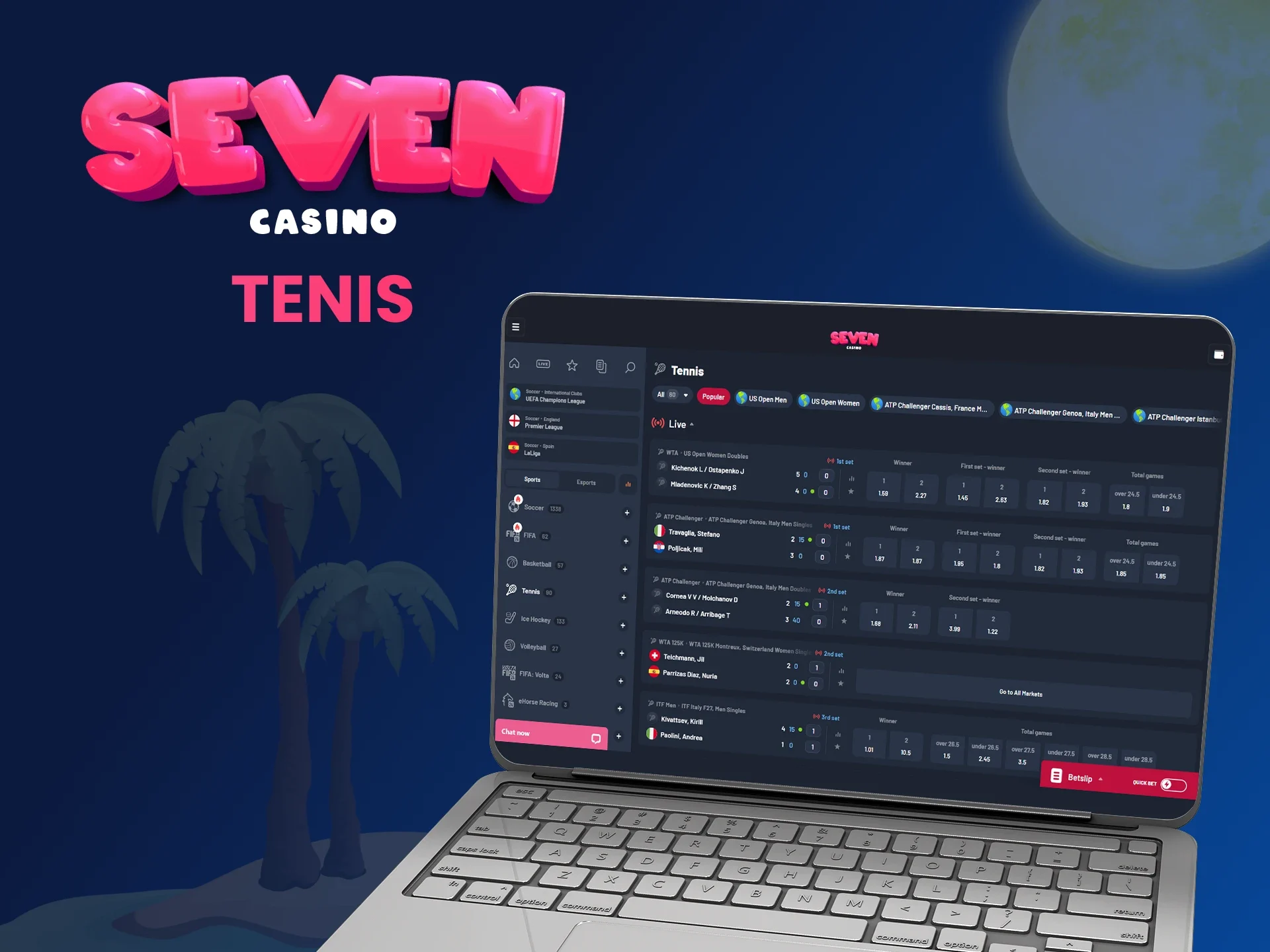 Cum să pariați pe tenis la Seven Casino.