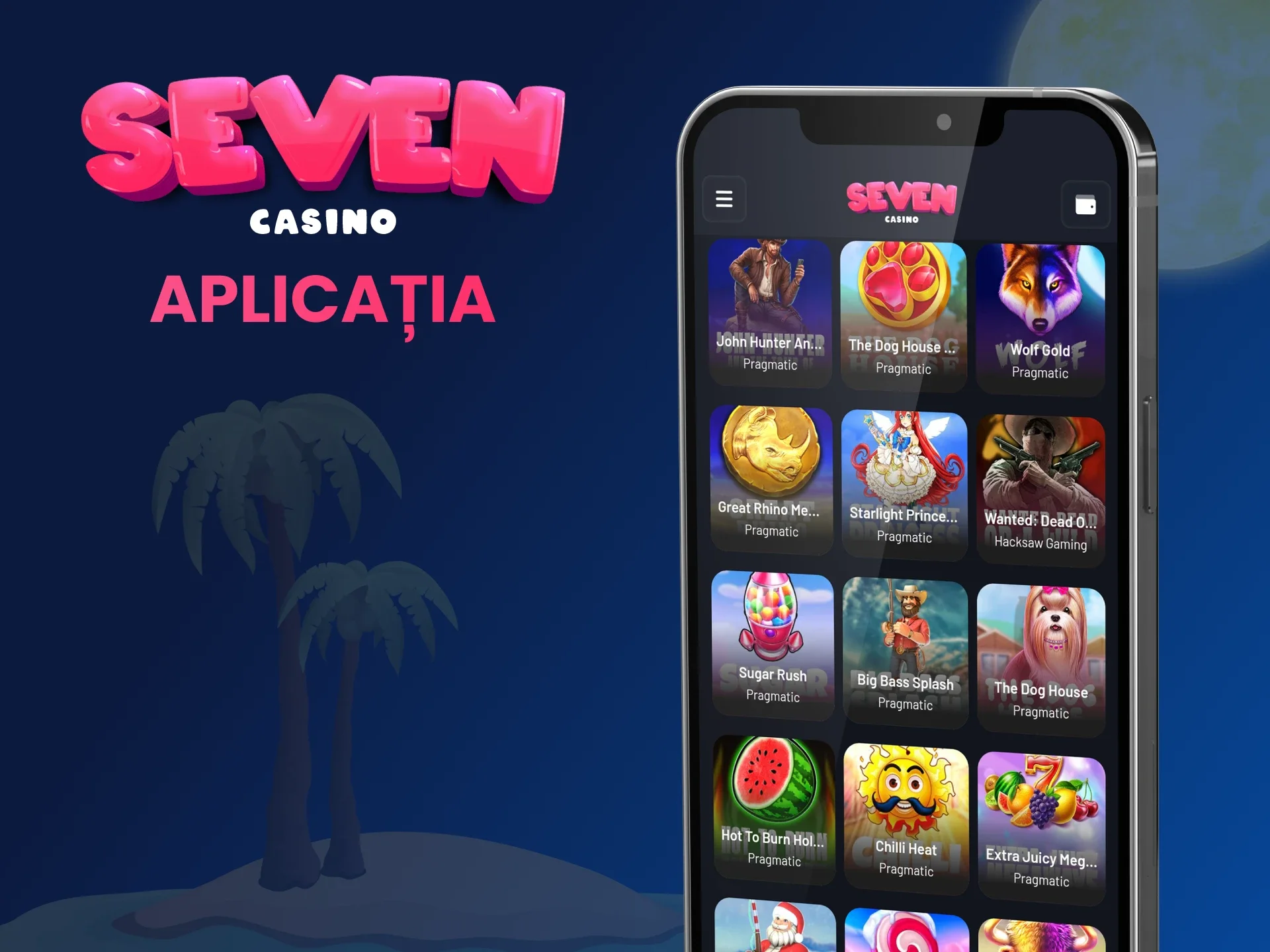 Jucați sloturile Seven Casino prin intermediul aplicației mobile.